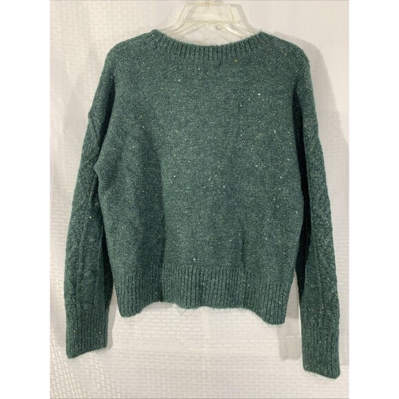 Old Navy Cropped Sweater Green Womens S NWT Cable Knit Crew Neck Oversized M - Picture 4 of 5